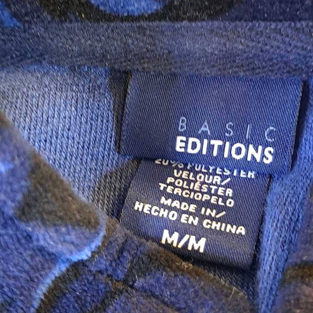 Basic Editions Women's Velour Jacket Blue Cotton Full Zip Pockets M New - Picture 6 of 7